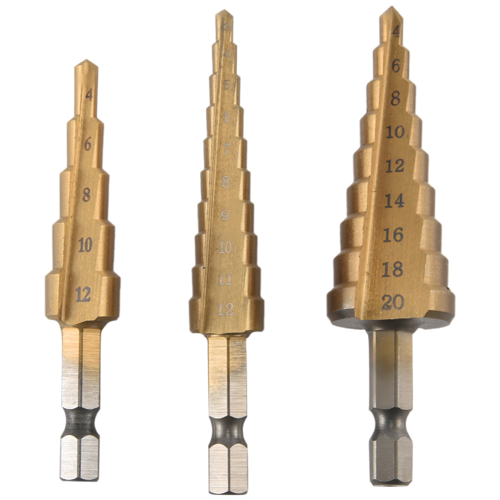 Step Drill Bit Set Titanium Hss Cobalt - A23T 3Pc HSS Step Cone Taper