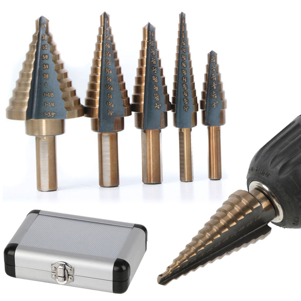 5Pcs Step Drill Bit Set HSS Co - đánh giá và giá Step Drill Bit Set Titanium Hss Cobalt