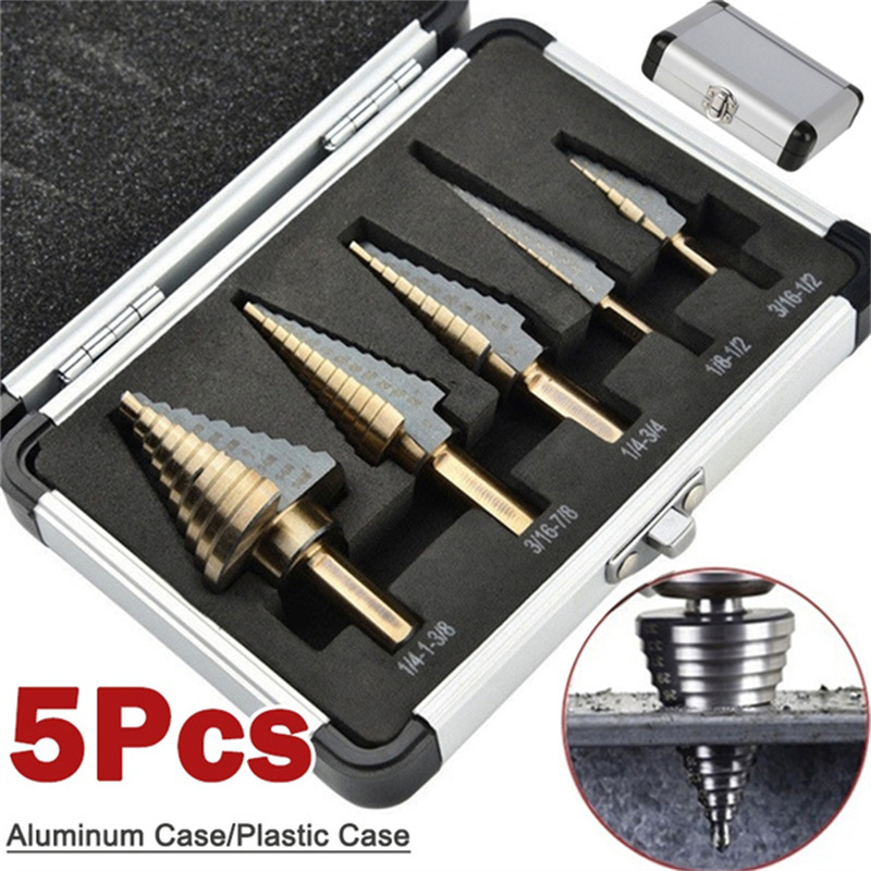 5pcs Step Drill Bit Set Hss Co - đánh giá và giá Step Drill Bit Set Titanium Hss Cobalt