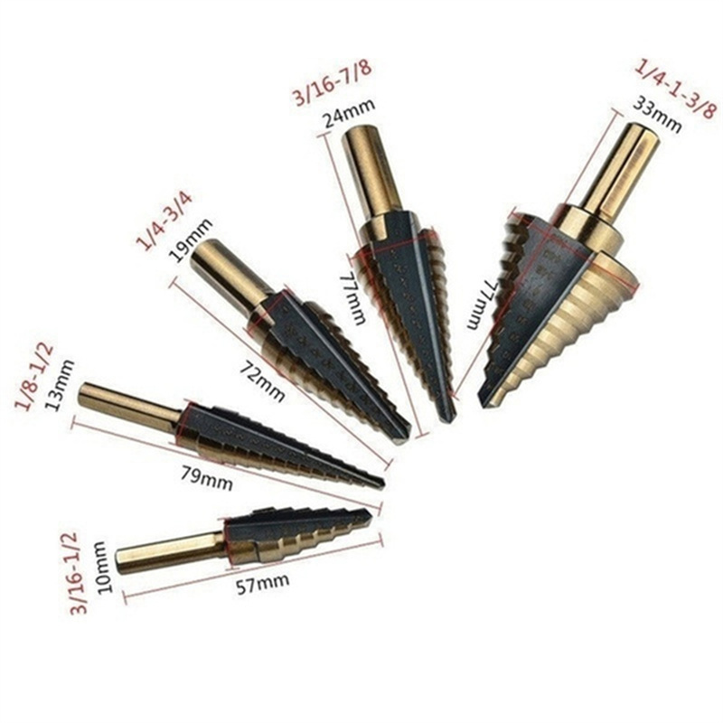 5pcs Step Drill Bit Set Hss Co - đánh giá và giá Step Drill Bit Set Titanium Hss Cobalt