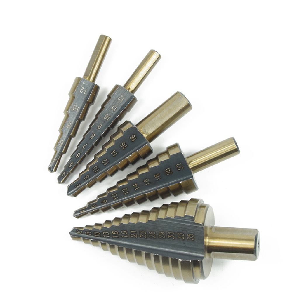 5Pcs Pagoda Step Drills HSS Co - đánh giá và giá Step Drill Bit Set Titanium Hss Cobalt