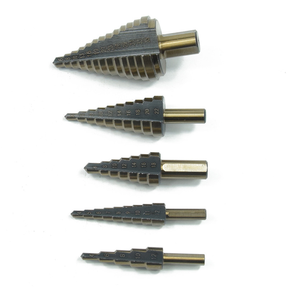 5Pcs Pagoda Step Drills HSS Co - đánh giá và giá Step Drill Bit Set Titanium Hss Cobalt