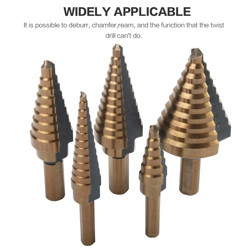 5Pcs Step Drill Bit Set HSS Co - đánh giá và giá Step Drill Bit Set Titanium Hss Cobalt
