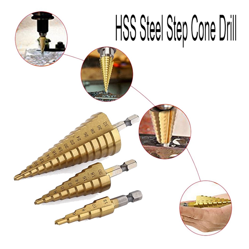 A23T HSS Step Drill Bit Set of - đánh giá và giá Step Drill Bit Set Titanium Hss Cobalt