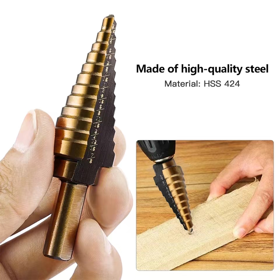 Step Drill Bit Set 5pcs Hss 42 - đánh giá và giá Step Drill Bit Set Titanium Hss Cobalt