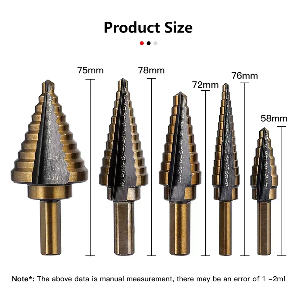 Step Drill Bit Set 5pcs Hss 42 - đánh giá và giá Step Drill Bit Set Titanium Hss Cobalt