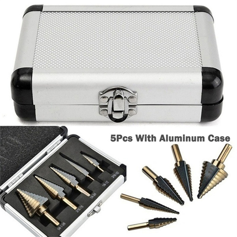 5pcs Step Drill Bit Set Hss Co - đánh giá và giá Step Drill Bit Set Titanium Hss Cobalt