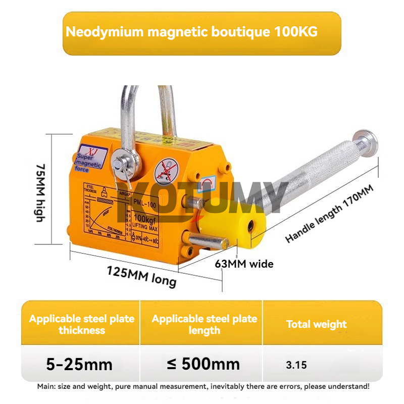 600KG High Quality Hoisting Ma - đánh giá và giá Magnetic Lifter Permanent Crane Hoist 600Kg