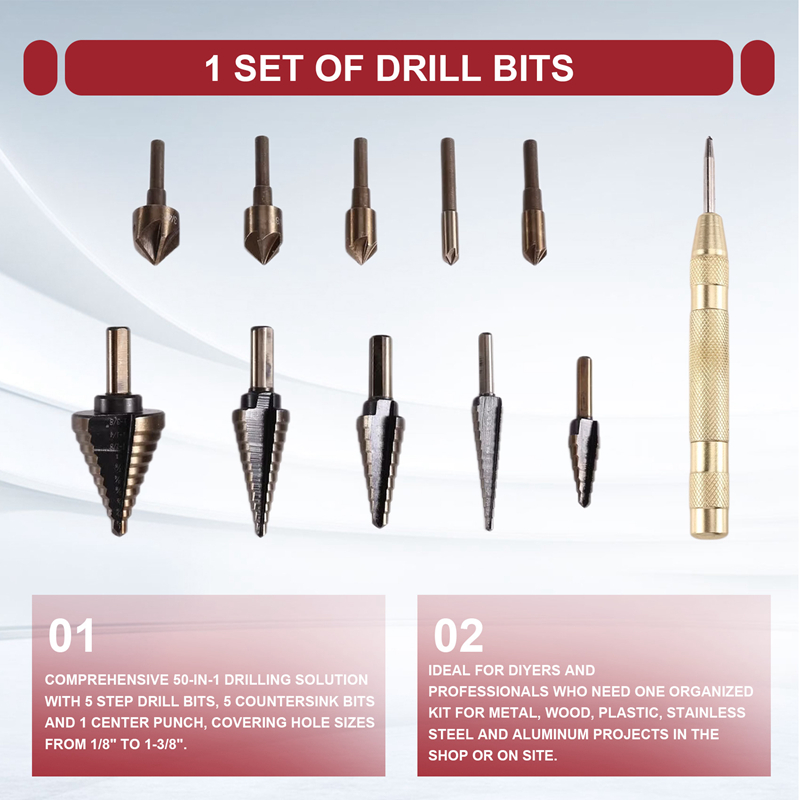 A23T Step Drill Bit Set & Coun - đánh giá và giá Step Drill Bit Set Titanium Hss Cobalt