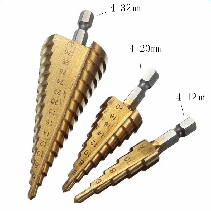 A23T 6Pc HSS Step Cone Taper D - đánh giá và giá Step Drill Bit Set Titanium Hss Cobalt