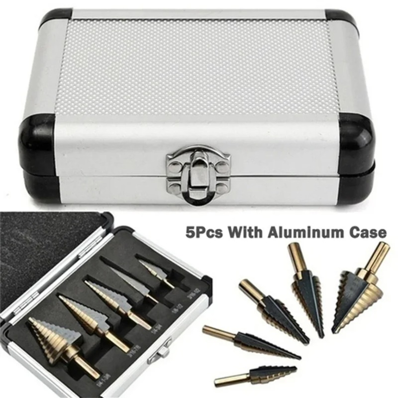 5pcs Step Drill Bit Set Hss Co - đánh giá và giá Step Drill Bit Set Titanium Hss Cobalt