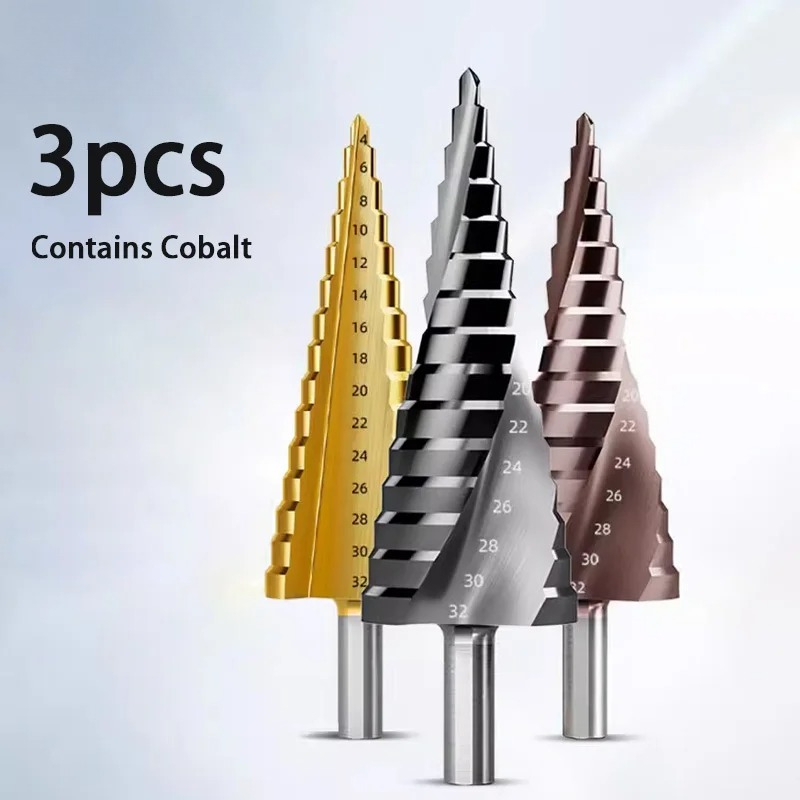 HUHAO 3PCS M35 Contains Cobalt - đánh giá và giá Step Drill Bit Set Titanium Hss Cobalt