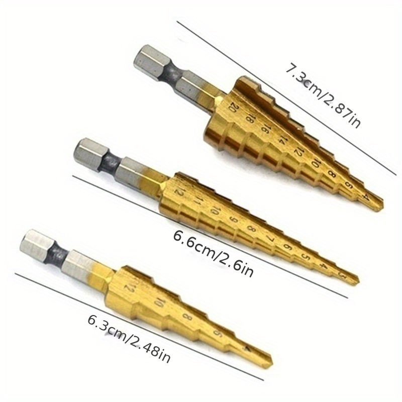 3pcs HSS Cobalt Step Drill Bit - đánh giá và giá Step Drill Bit Set Titanium Hss Cobalt