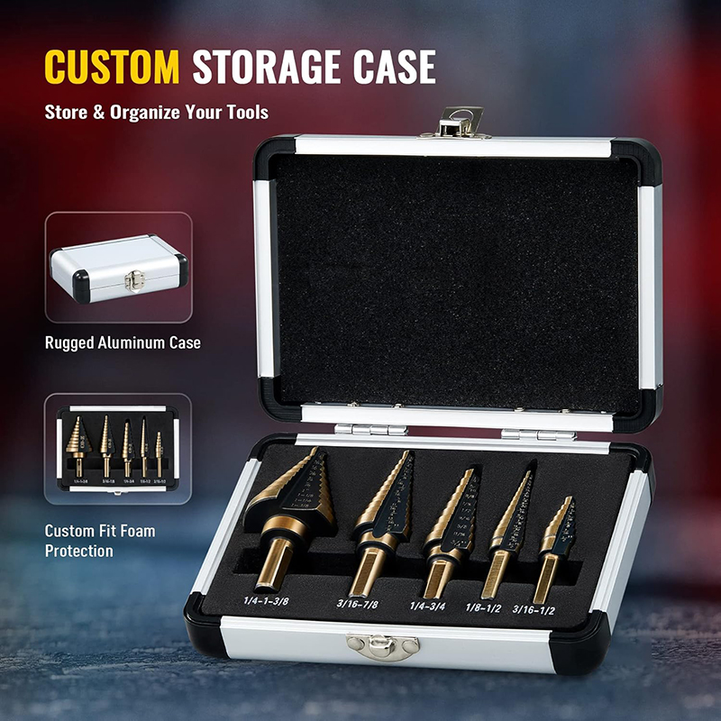 5pcs Step Drill Bit Set Hss Co - đánh giá và giá Step Drill Bit Set Titanium Hss Cobalt