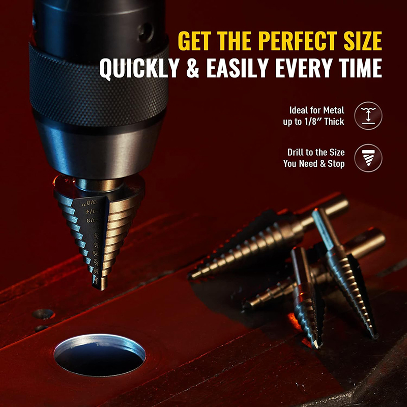 5pcs Step Drill Bit Set Hss Co - đánh giá và giá Step Drill Bit Set Titanium Hss Cobalt